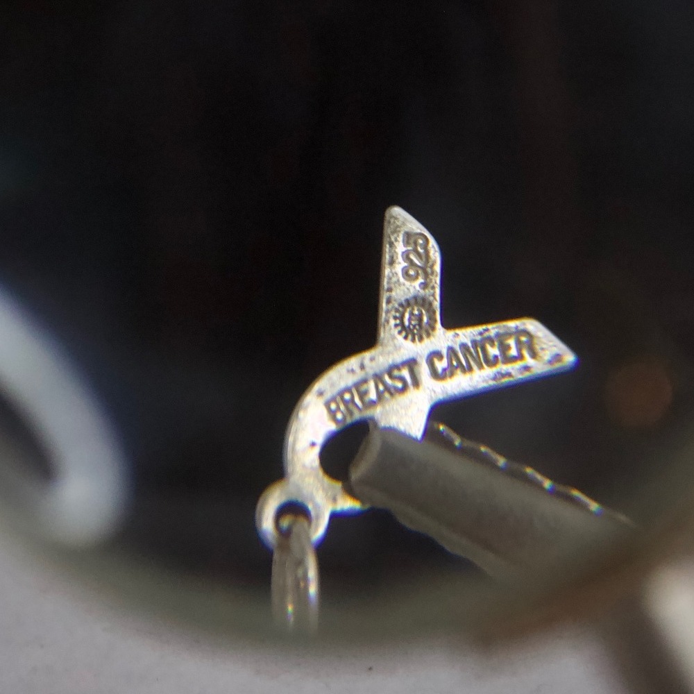 Sterling Silver Breast Cancer Awareness Ribbon Charm Pendant‎ 925 Hallmark - Picture 6 of 8
